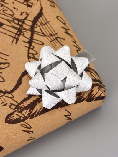 Подарочный Бант - звезда №3.5, с блестками, для упаковки подарков, набор 8 шт., МИКС