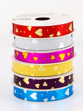 Лента упаковочная для декора и подарков, сердца, МИКС, 1.2 см ? 5 м (комплект 6 шт)