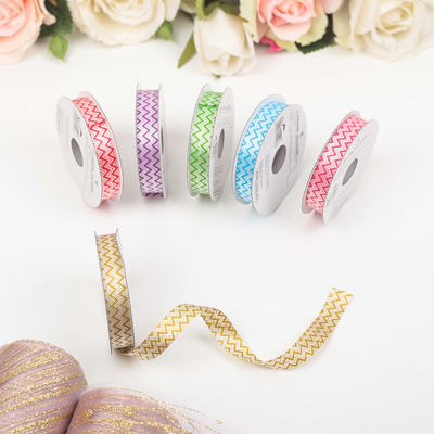 Лента упаковочная для декора и подарков, зигзаг, МИКС, 1.2 см × 5 м