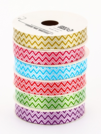 Лента упаковочная для декора и подарков, зигзаг, МИКС, 1.2 см × 5 м