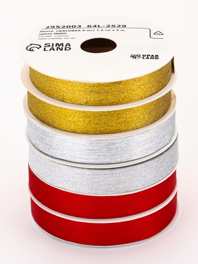 Лента упаковочная для декора и подарков, МИКС, 1.2 см × 5 м