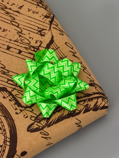 Подарочный Бант - звезда №5, для упаковки подарков, зелёные, набор 50 шт.