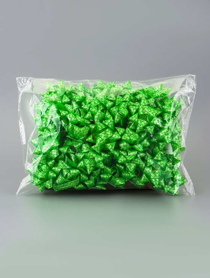 Подарочный Бант - звезда №5, для упаковки подарков, зелёные, набор 50 шт. - Фото 1