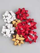 Подарочный Бант - звезда №7.5, фасовка 8 шт., с блестками, для упаковки подарков, МИКС - Фото 3