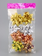 Подарочный Бант - звезда №7.5, металлик с рисунком, для упаковки подарков, набор 8 шт., МИКС (комплект 8 шт) - фото 67923307