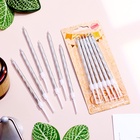 Свечи в торт «Металлик», 14 см, 6 шт. с подставкой, серебристые - Фото 3