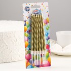 Свечи в торт «Металлик», 14 см, 6 шт. с подставкой, золотые - Фото 2