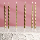 Свечи в торт "Металлик" , 14 см, 6шт с подставкой, золотистые - фото 9530019