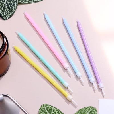 Свечи для торта коктейльные «С днём рождения», 6 шт., 13 см