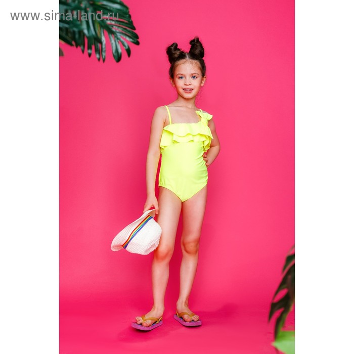 Купальник слитный для девочки "Модница", рост 104-110 см (4-5 лет), цвет жёлтый - Фото 1
