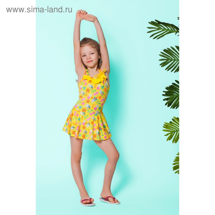 Купальник слитный для девочки "Конфетти", рост 104-110 см (4-5 лет), цвет жёлтый - Фото 1