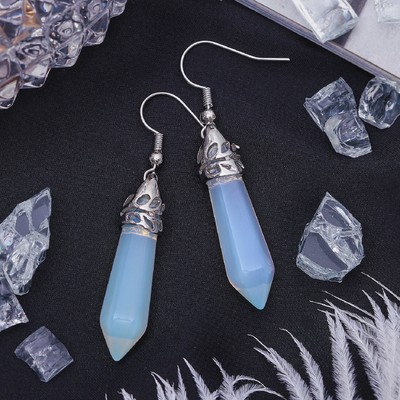 Серьги маятник «Лунный камень»