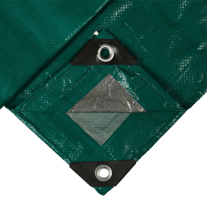 Тент защитный, 5×4 м, плотность 120 г/м², УФ, люверсы шаг 1 м, зелёный/серебристый