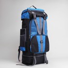 Рюкзак туристический, трансформер, отдел на молнии, 7 наружных карманов, усиленная спинка, цвет чёрный/синий - Фото 1