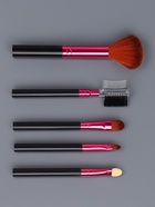 Набор кистей для макияжа, 5 предметов, чёрный, малиновый - Фото 3