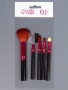 Набор кистей для макияжа, 5 предметов, чёрный, малиновый - Фото 5