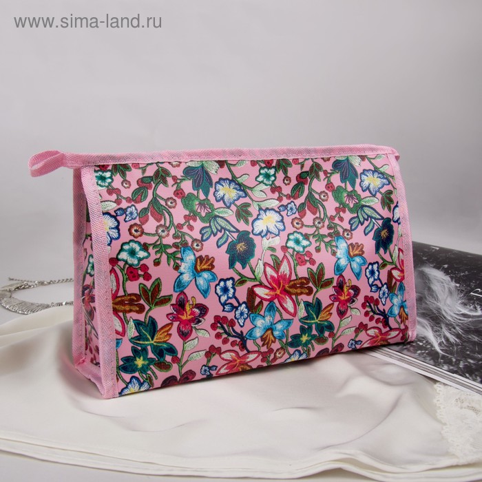 Косметичка треугольная, отдел на молнии, цвет розовый - Фото 1