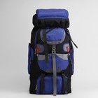 Рюкзак туристический, отдел на шнурке, 7 наружных карманов, усиленная спинка, цвет чёрный/синий - Фото 2