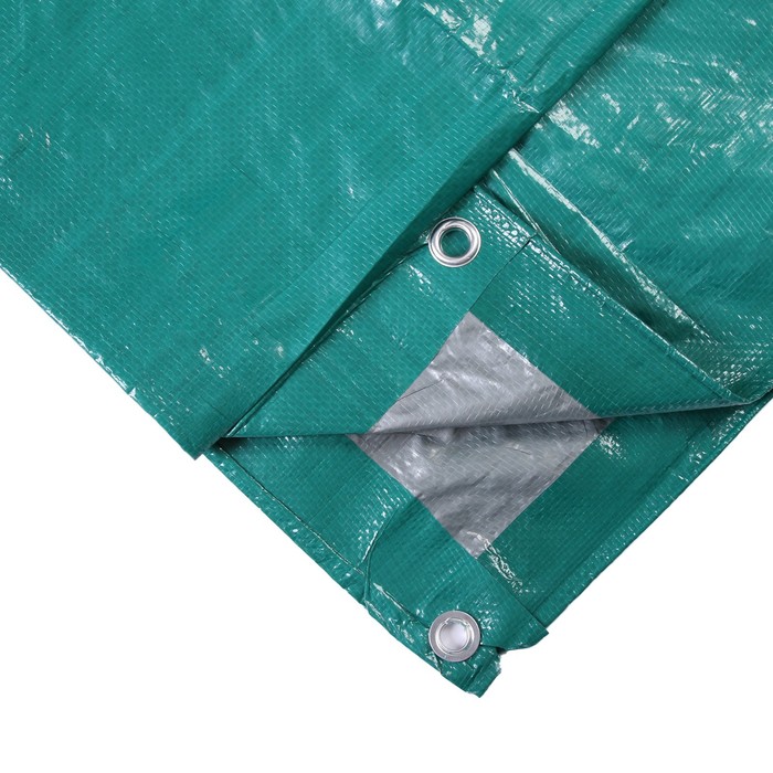 Тент защитный, 3 × 2 м, плотность 120 г/м², УФ, люверсы шаг 1 м, зелёный/серебристый - фото 1898115441
