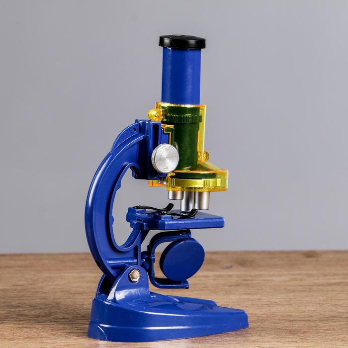 Микроскоп, кратность увеличения 450х, 200х, 100х, синий - фото 1906762284
