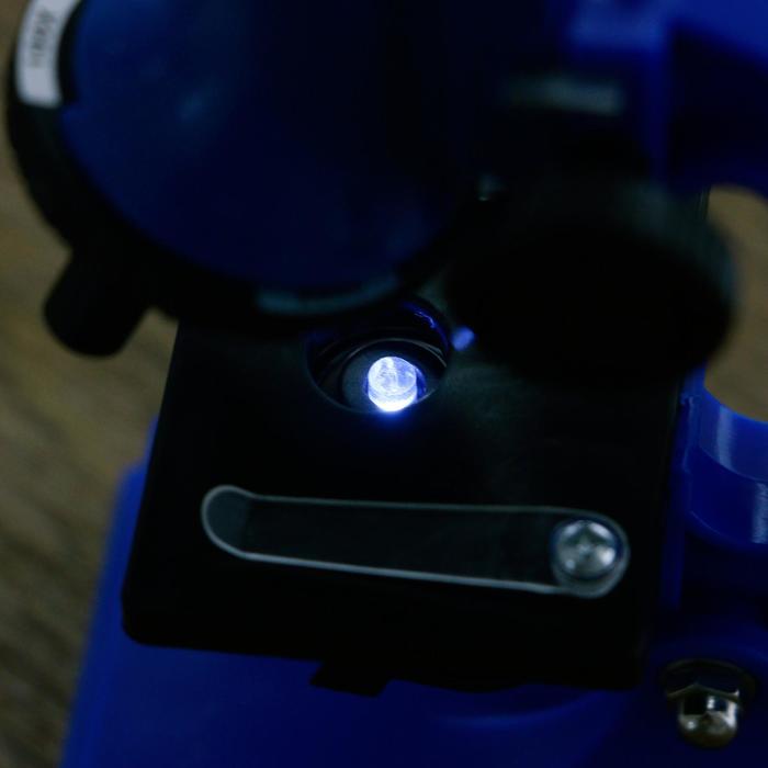 Микроскоп, кратность увеличения 600х, 300х, 100х, с подсветкой, 2АА, синий - фото 1884688212