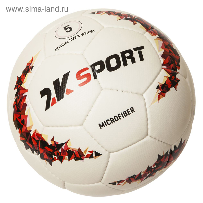 Мяч футбольный 2K Sport Crystal Elite Microfiber, white/red, размер 5 - Фото 1