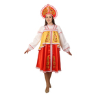 Русский женский костюм: платье с отлетной кокеткой, кокошник, цвет красно-жёлтый, р-р 42, рост 170 см - Фото 1