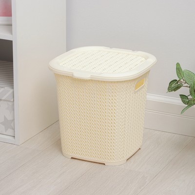 Корзина универсальная с крышкой «Вязаный узор», 15 л, 30×31×30 см, цвет МИКС