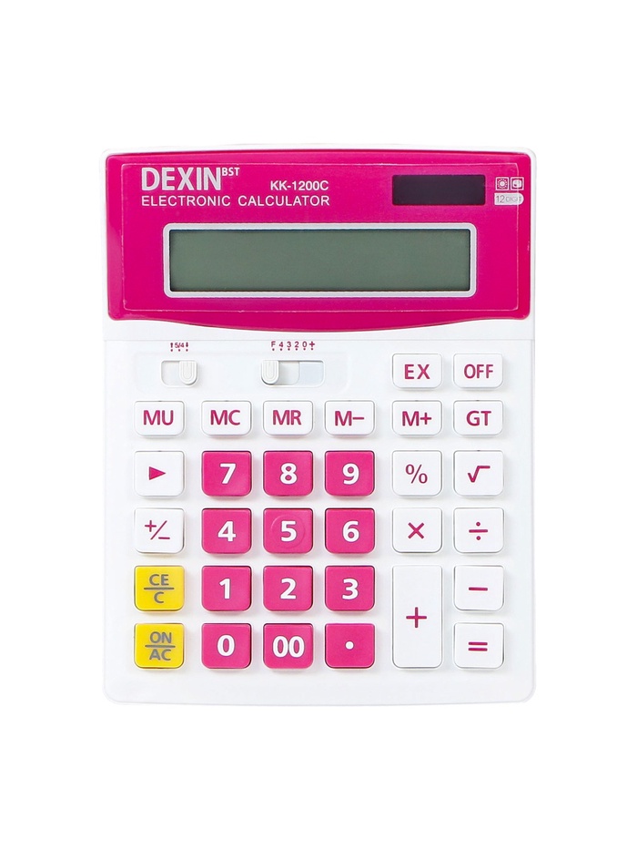 Калькулятор настольный 12-разрядный КК-1200C, белый/бордовый - Фото 1