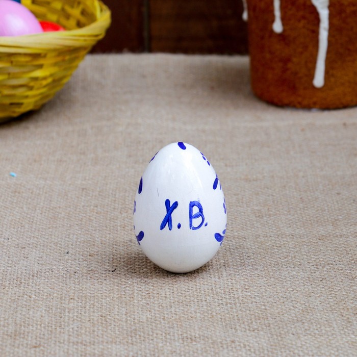 Яйцо «Гжель», белое, 7 см - фото 1889260597