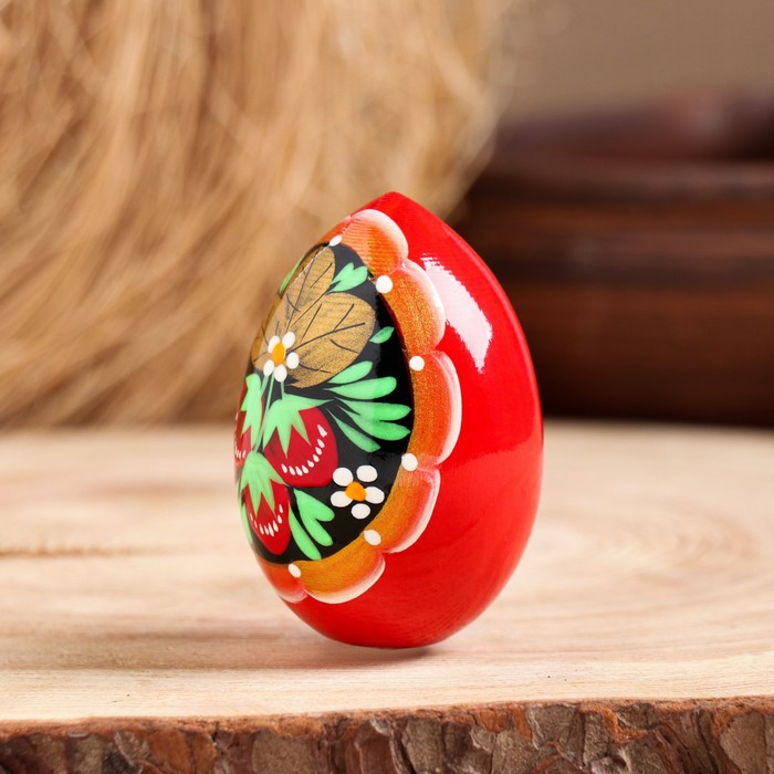 Яйцо «Земляничка», красное, 7 см - фото 1889260600