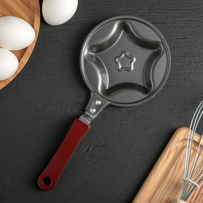 Сковорода Доляна «Звезда», d=12 см, пластиковая ручка, антипригарное покрытие, цвет чёрный