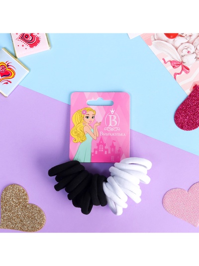 Резинки для волос «Махрушка», набор 20 шт., классика, чёрные, белые