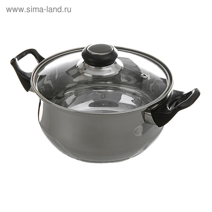 УЦЕНКА Кастрюля Доляна «чёрный ночь», 2.2 л, с крышкой