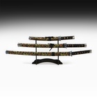 Макет оружия «Сувенирные катаны на подставке 3в1. Драконы на бежевом», подарочный набор, ножны ткань, 47 см; 70 см; 89 см - Фото 2