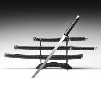 Макет оружия «Сувенирные катаны на подставке 3в1. Чёрные ромбы», подарочный набор, ножны кожзам, 47 см; 70 см; 89 см