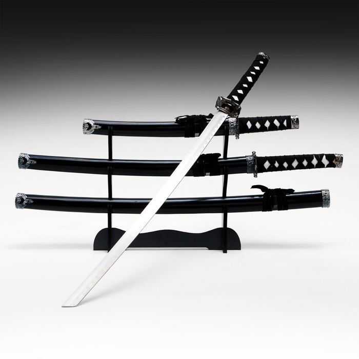 Сувенирное оружие "Катаны 3в1" на подставке, 97/76/50см, клинки 65/38/26см, чёрные - Фото 1