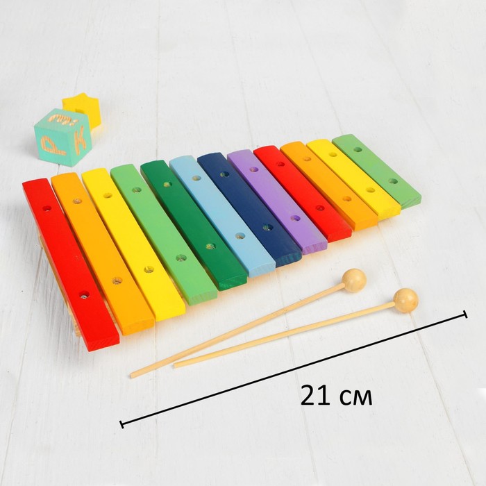 Музыкальная игрушка «Ксилофон», 12 тонов + 2 палочки - фото 1886143928