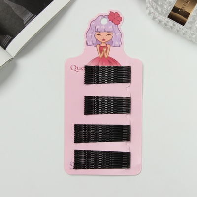 Невидимки для волос QF «Простой», набор 40 шт., 4.5 см и 5.5 см, чёрные