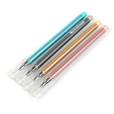 Ручка гелевая, 0.5 мм, синяя, корпус металлик, игольчатый пишущий узел, МИКС