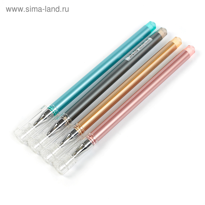 Ручка гелевая, 0.5 мм, синяя, корпус металлик, игольчатый пишущий узел, МИКС - Фото 1