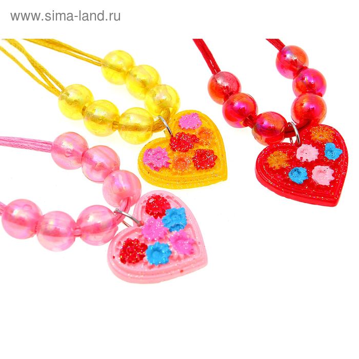 Кулон детский "Выбражулька" сердце с цветами, цвет МИКС - Фото 1