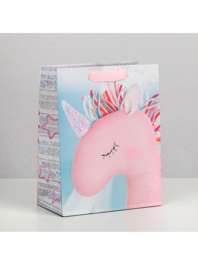 Пакет подарочный ламинированный, упаковка, «Зефирный единорожка», MS 18 х 23 х 8 см