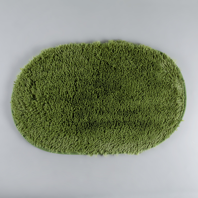 Коврик для ванной овальный Доляна «Пушистик», 40×60 см, цвет зелёный