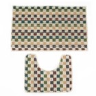 Набор ковриков для ванны и туалета «Квадраты», 2 шт: 37×47, 48×78 см, цвет зелёный - Фото 1