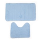 Набор ковриков для ванны и туалета 2 шт 45х50, 50х80 см, цвет голубой - Фото 1