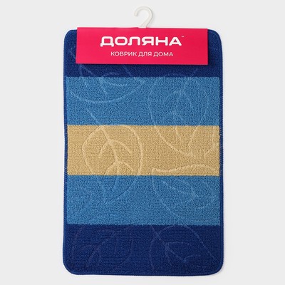 Коврик для дома Доляна «Листья», 40×60 см, синий