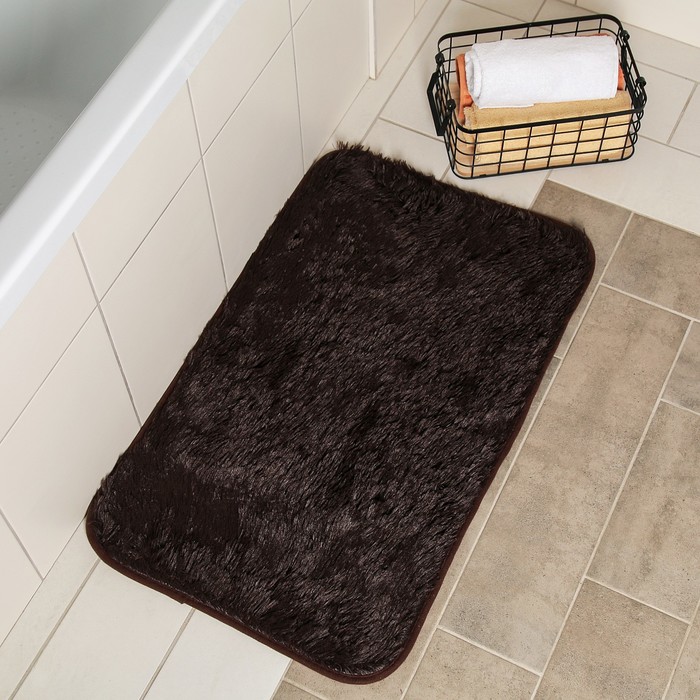 Коврик для ванной и туалета Доляна «Пушистик», 50×80 см, цвет коричневый