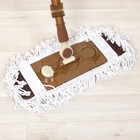 Швабра для мытья пола плоская Доляна, насадка х/б 40×12 см, телескопическая стальная ручка 85-127 см - Фото 3
