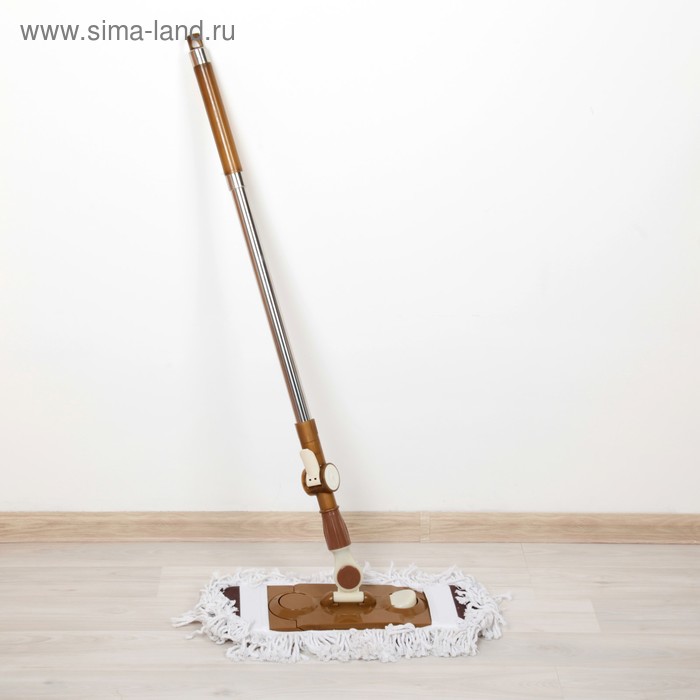 Швабра для мытья пола плоская Доляна, насадка х/б 40×12 см, телескопическая стальная ручка 85-127 см - Фото 1